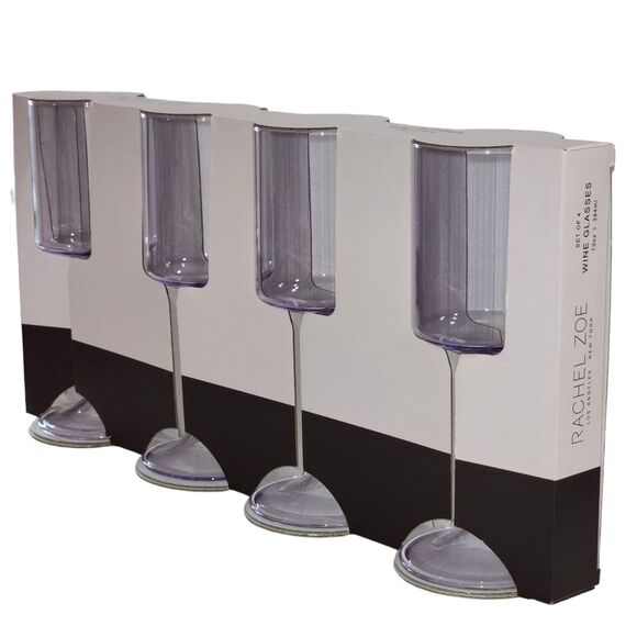 Rachel Zoe Purple Clear Wine Glass‎ 12oz Set of 4 - Picture 16 of 16